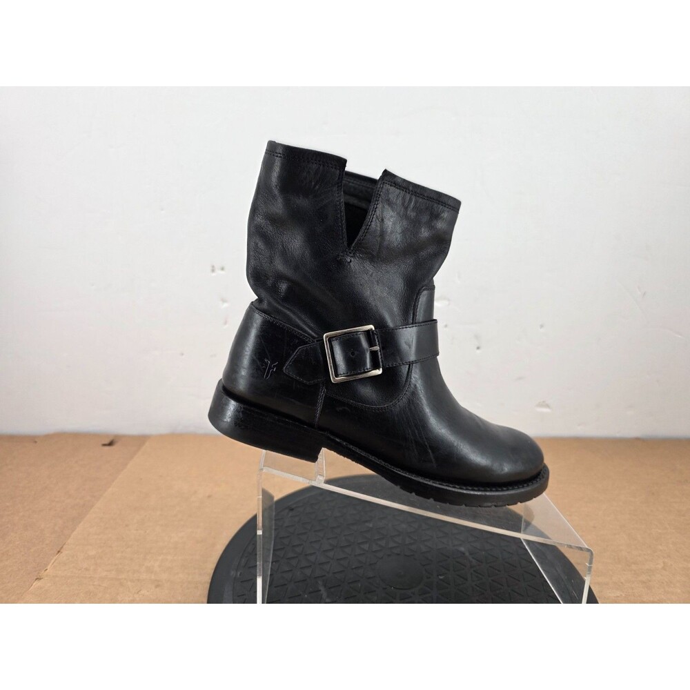 Frye Natalie Engineer Short Ankle Boots Women 's Size 7 B  Black Leather Biker